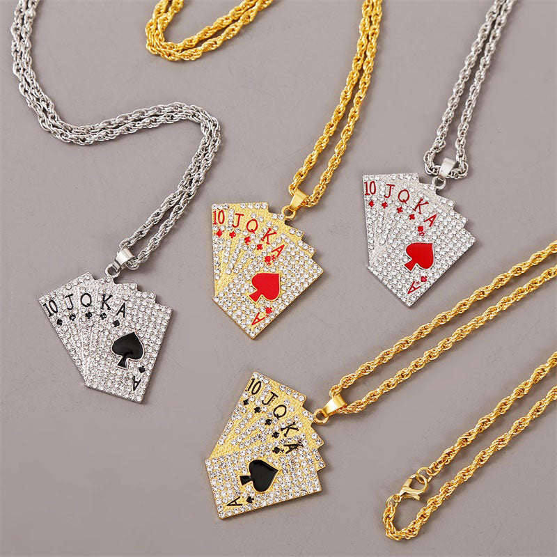 Rope chain with cards pendant