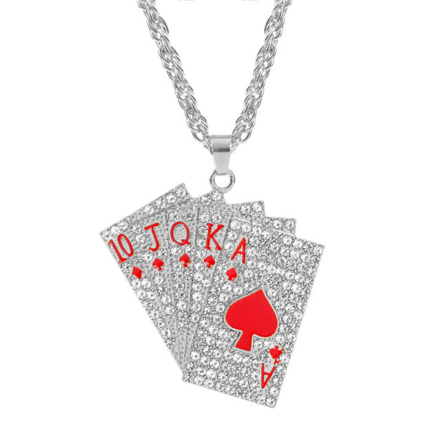 Rope chain with cards pendant
