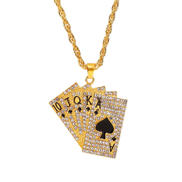 Rope chain with cards pendant