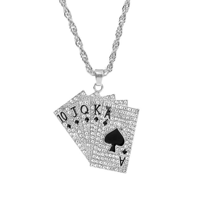 Rope chain with cards pendant