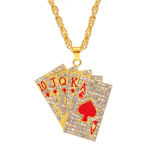 Rope chain with cards pendant