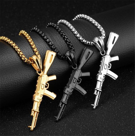Box Chain with AK-47 Pendant