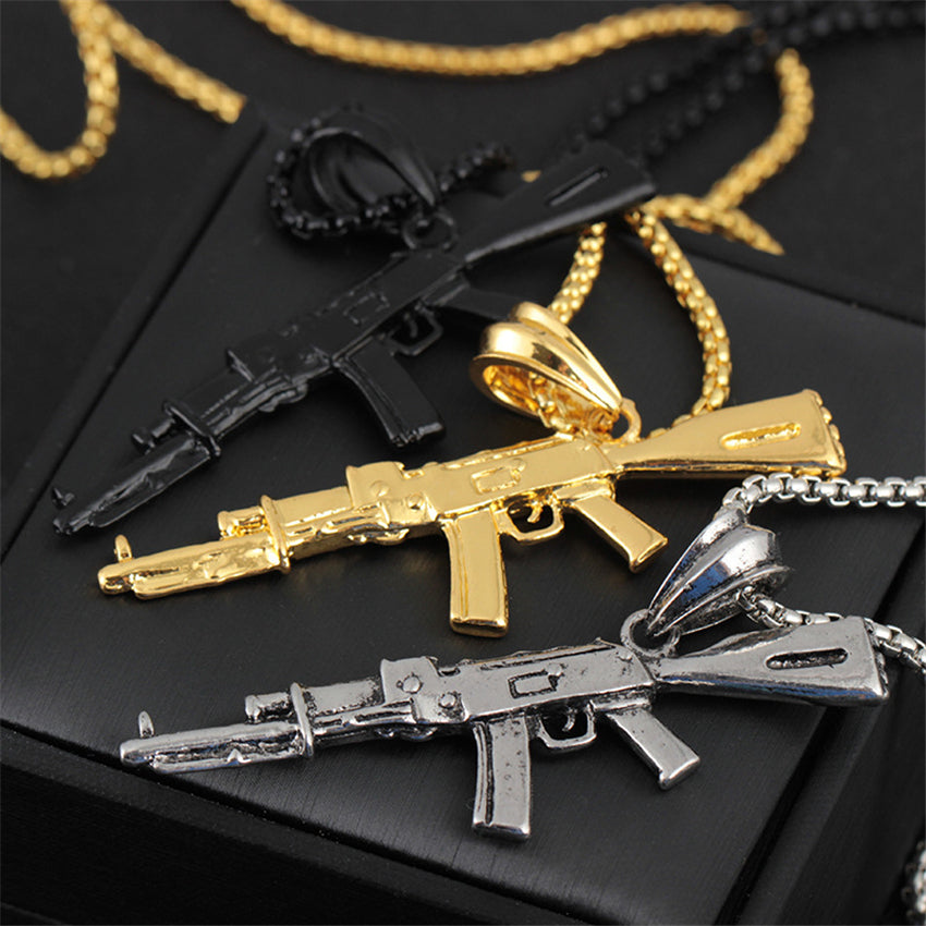Box Chain with AK-47 Pendant