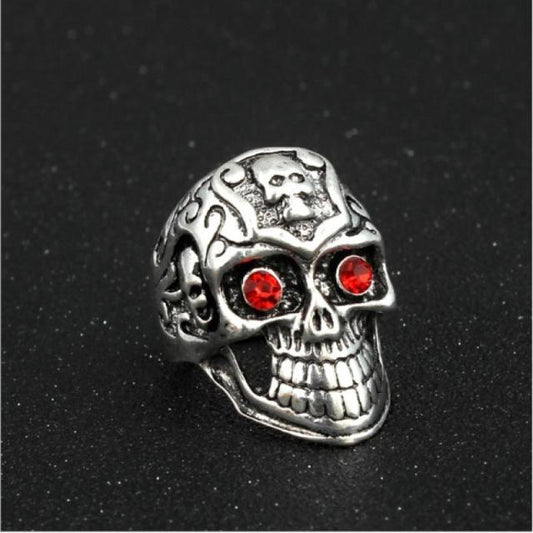 Ruby Eye Skull Ring
