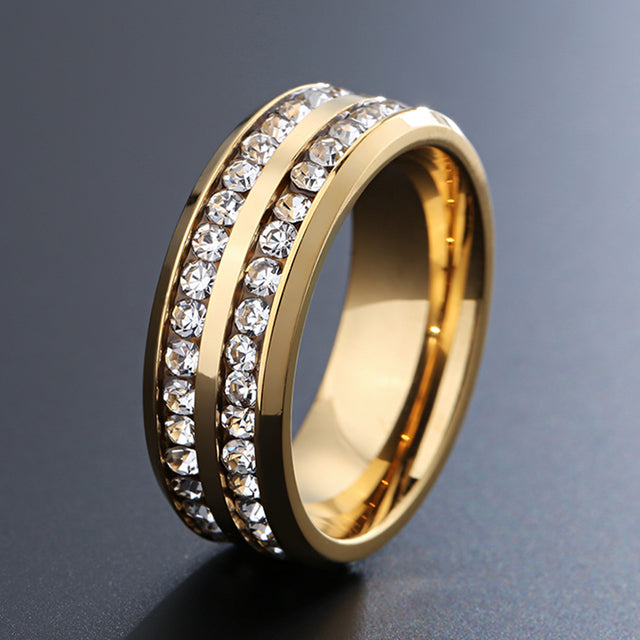 Iced Out 2Row Gold Ring