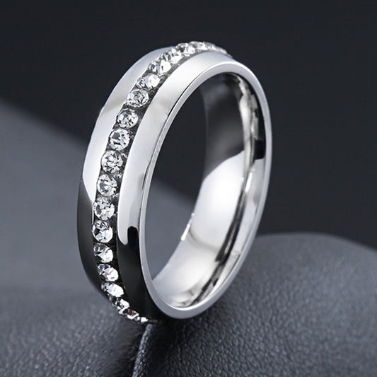 Iced Out 1Row Silver Ring