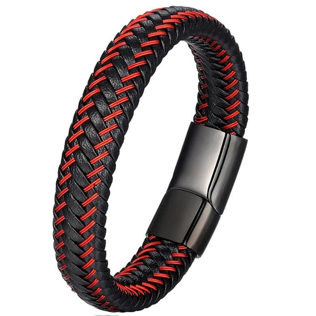 Red Leather Rope Braided Bracelet